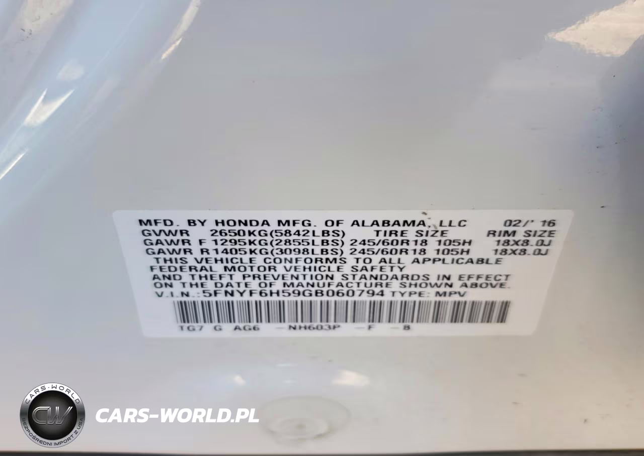 2016 Honda Pilot Exl VIN:5FNYF6H59GB060794 - 13