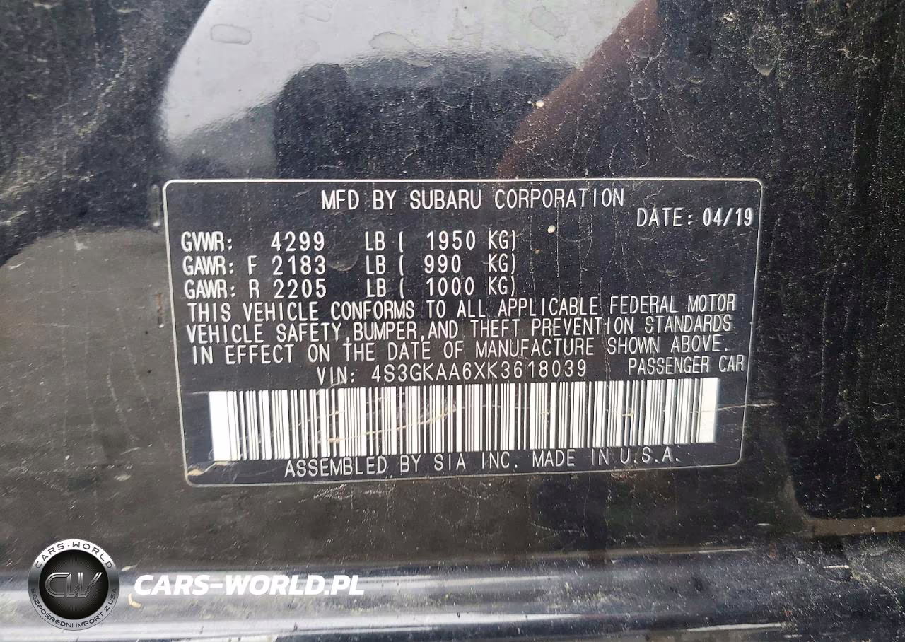 2019 Subaru Impreza VIN:4S3GKAA6XK3618039 - 13