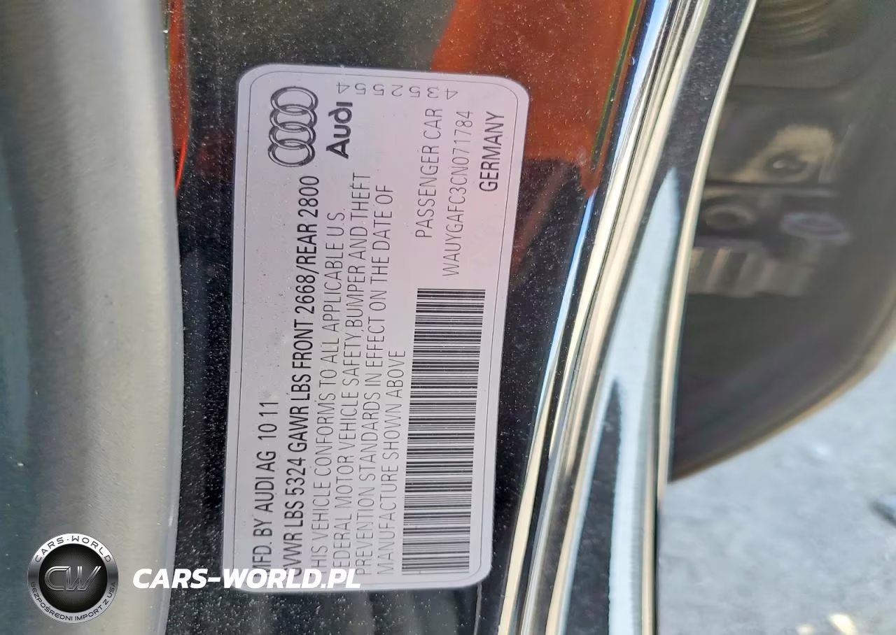2012 Audi A7 Premium VIN:WAUYGAFC3CN071784 - 12