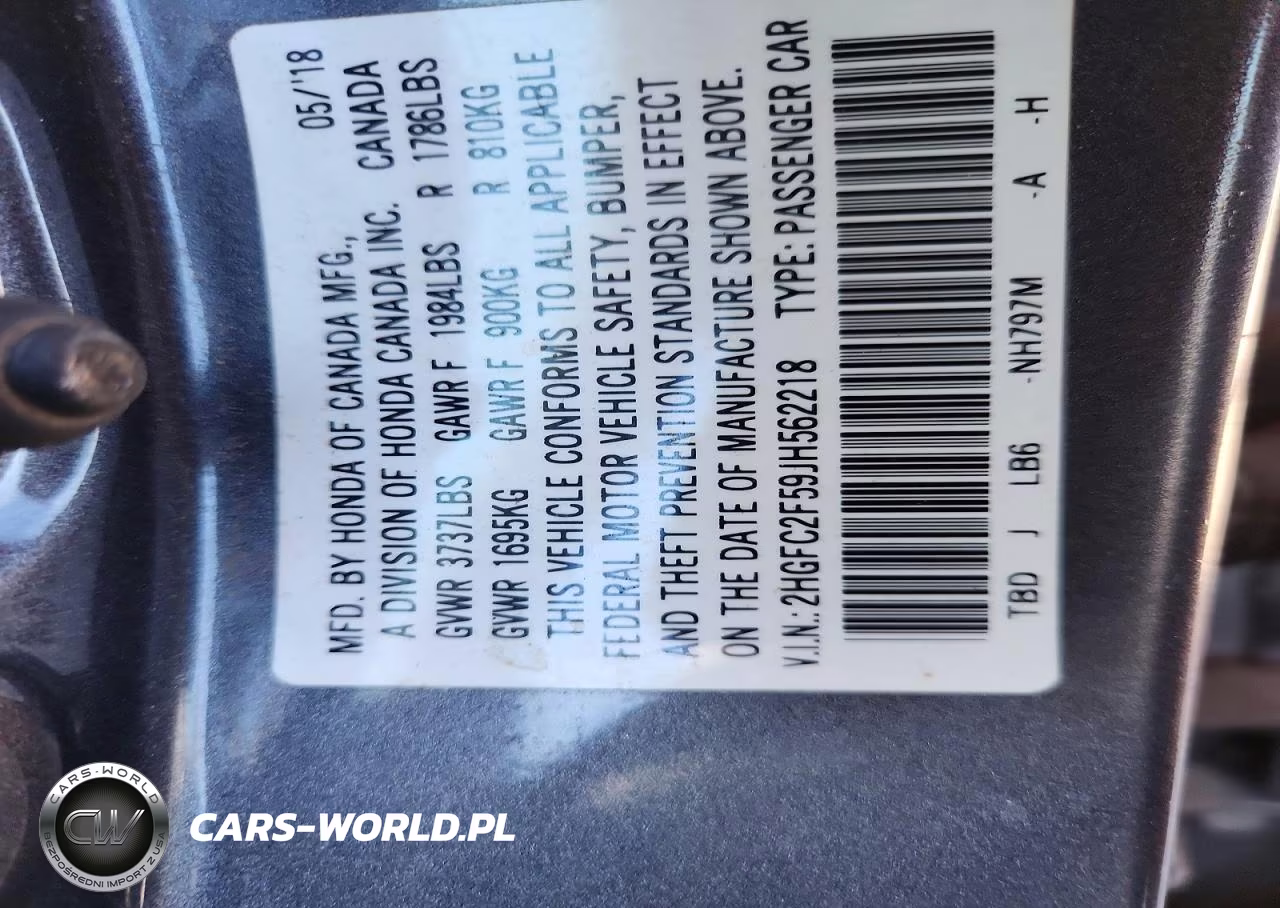 2018 Honda Civic Lx VIN:2HGFC2F59JH562218 - 12