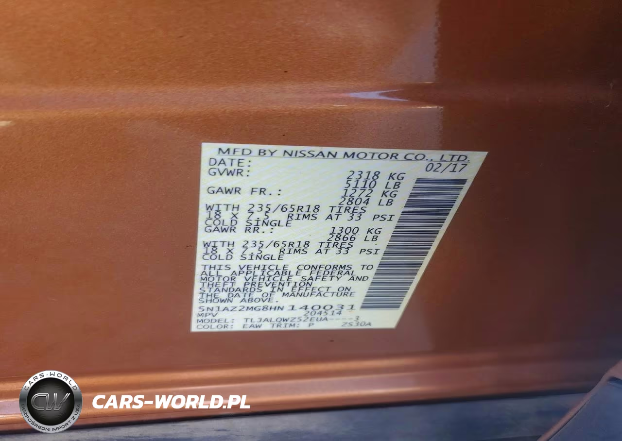 2017 Nissan Murano Sv VIN:5N1AZ2MG8HN140031 - 13