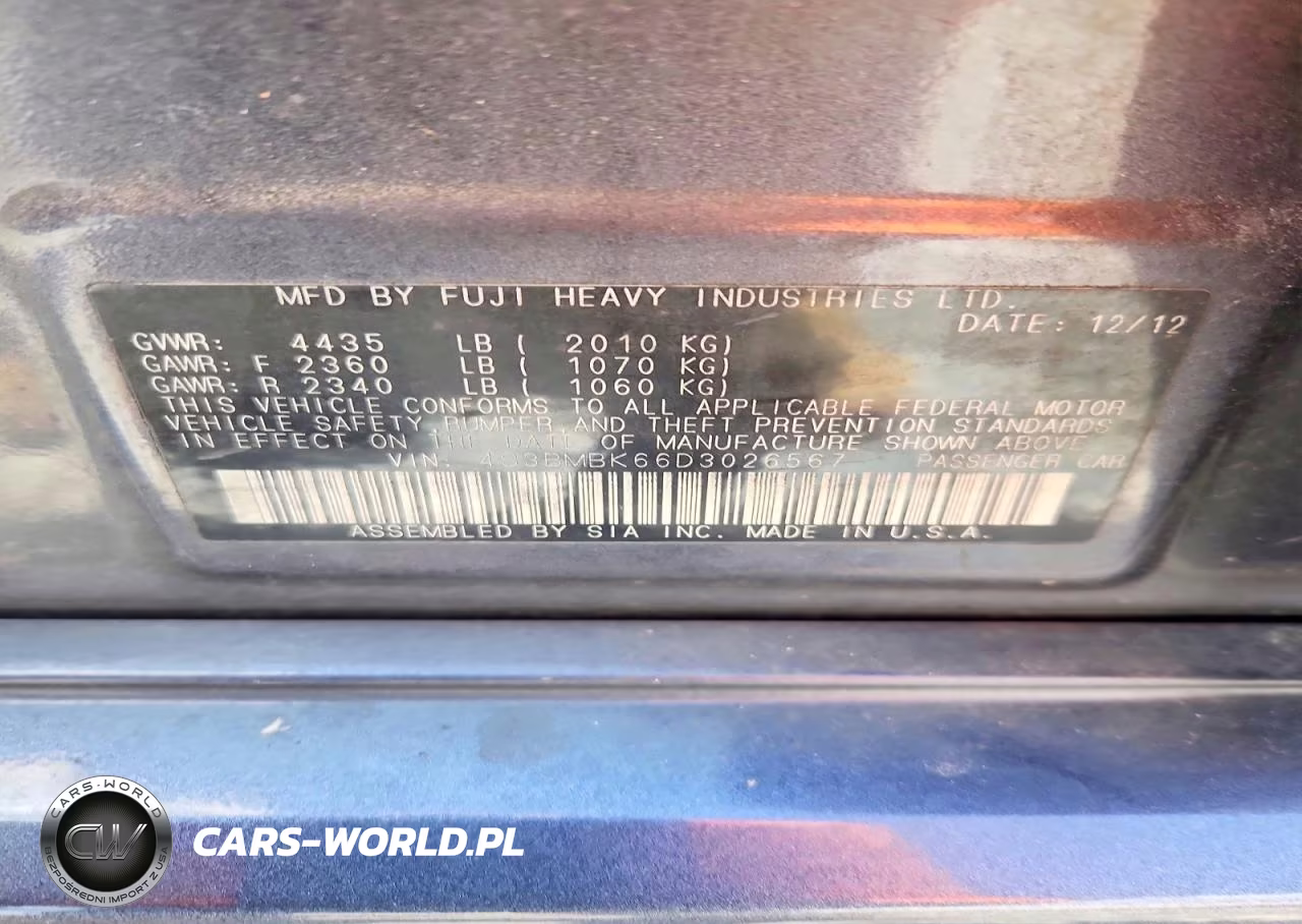 2013 Subaru Legacy 2.5I Limited VIN:4S3BMBK66D3026567 - 13