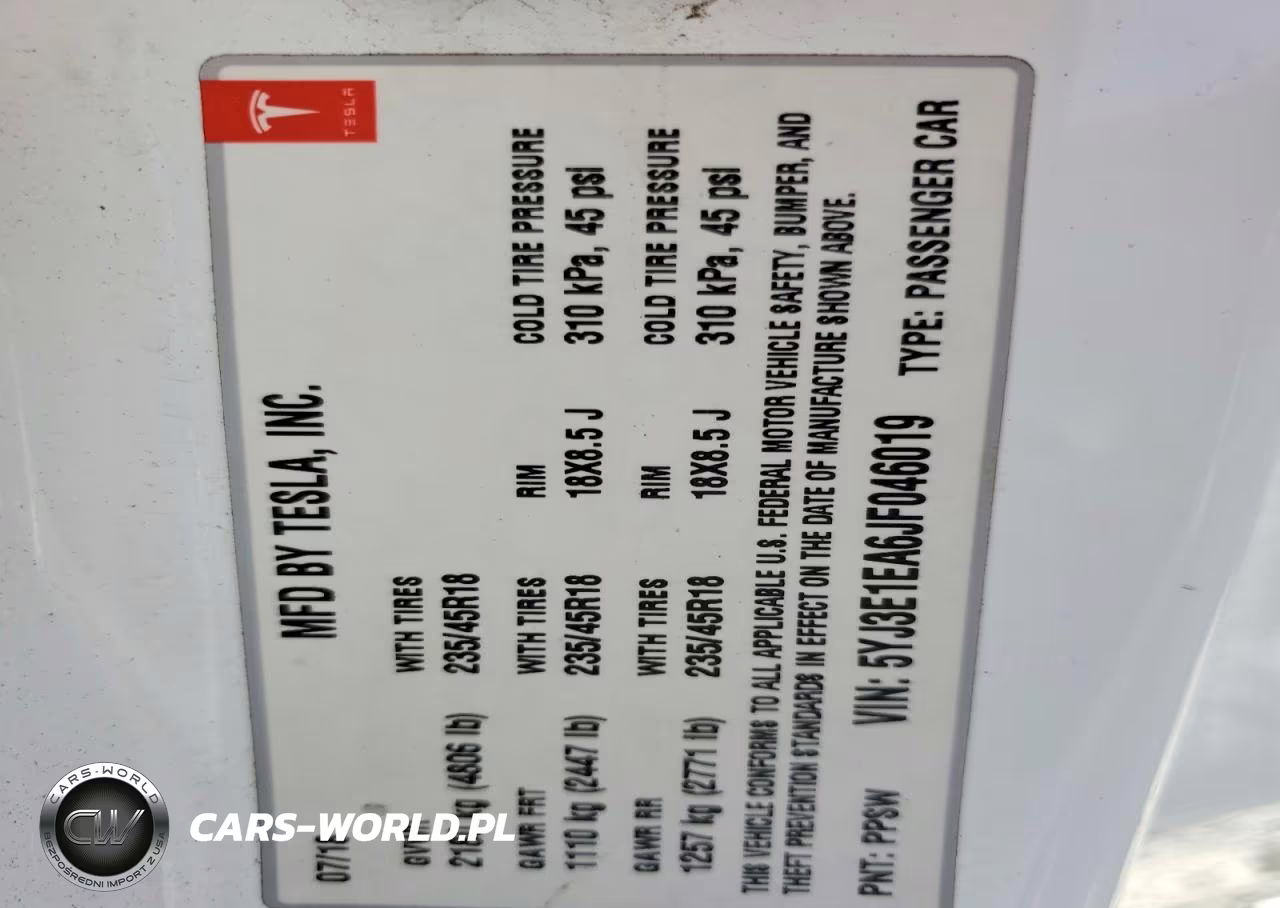 2018 Tesla Model 3 VIN:5YJ3E1EA6JF046019 - 12