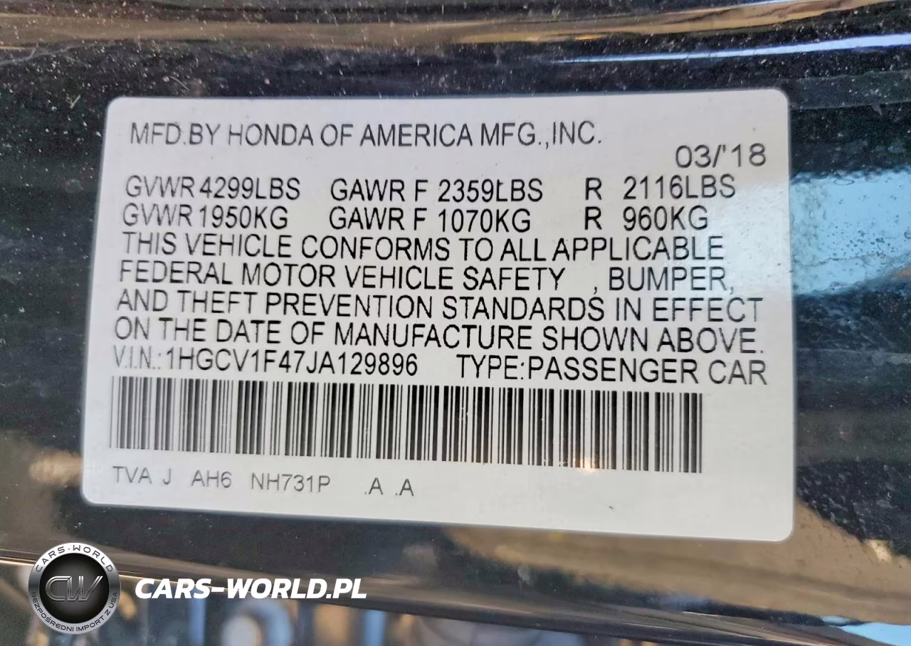 2018 Honda Accord Ex VIN:1HGCV1F47JA129896 - 13