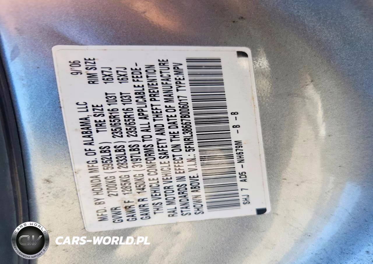 2007 Honda Odyssey Exl VIN:5FNRL38667B006017 - 13