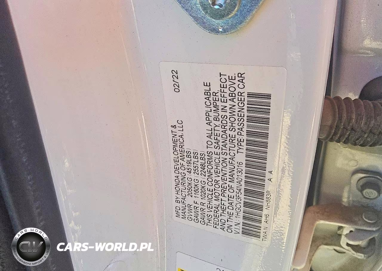2022 Honda Accord Hybrid Exl VIN:1HGCV3F54NA013016 - 12