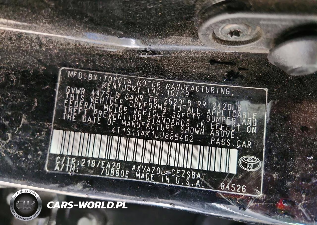 2020 Toyota Camry Se VIN:4T1G11AK1LU885402 - 13