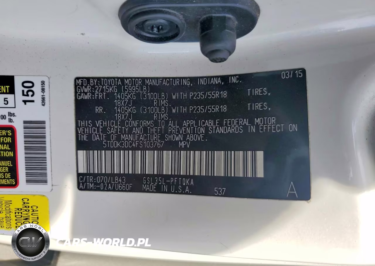 2015 Toyota Sienna Limited Premium 7-Passenger VIN:5TDDK3DC4FS103767 - 13