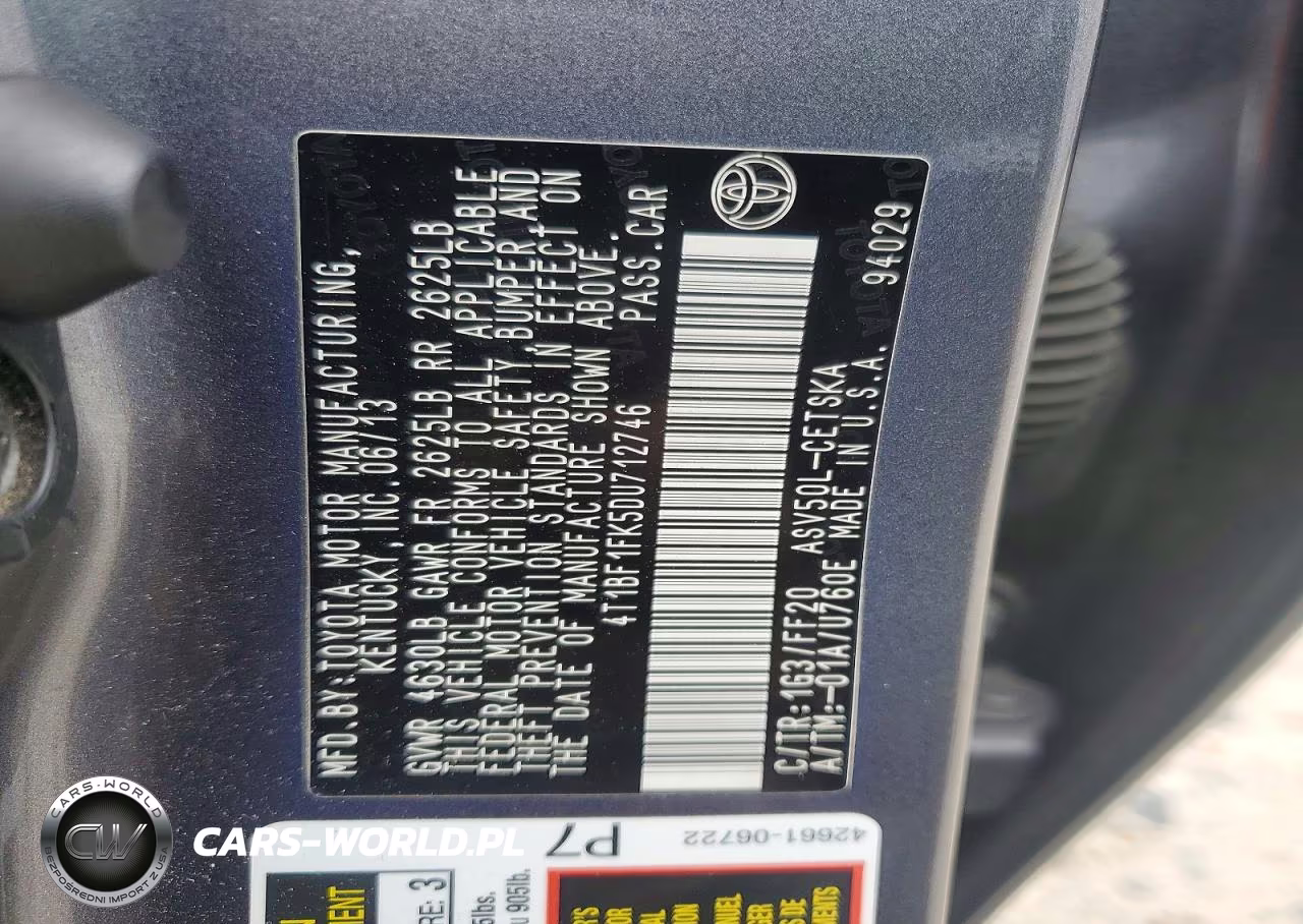 2013 Toyota Camry Se VIN:4T1BF1FK5DU712746 - 12