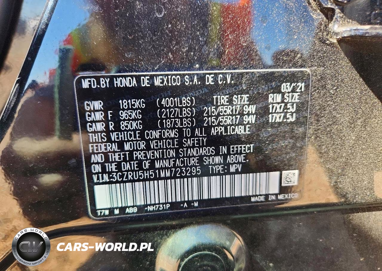 2021 Honda Hr-V Ex VIN:3CZRU5H51MM723295 - 13