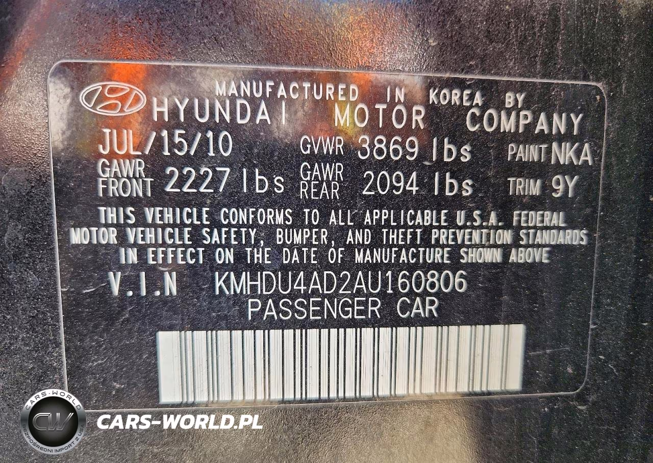 2010 Hyundai Elantra Gls VIN:KMHDU4AD2AU160806 - 12