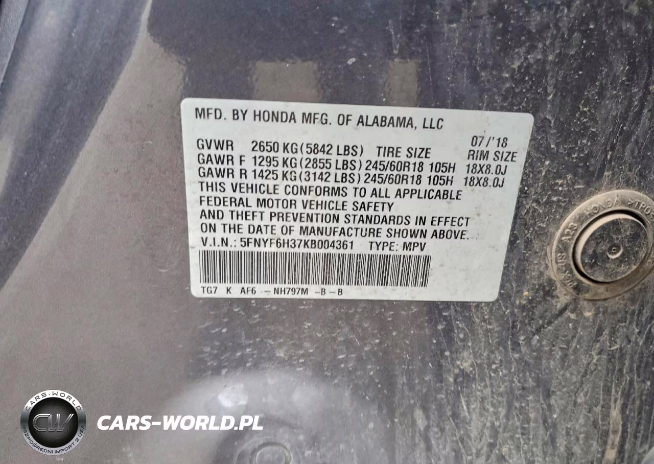 2019 Honda Pilot Ex VIN:5FNYF6H37KB004361 - 13