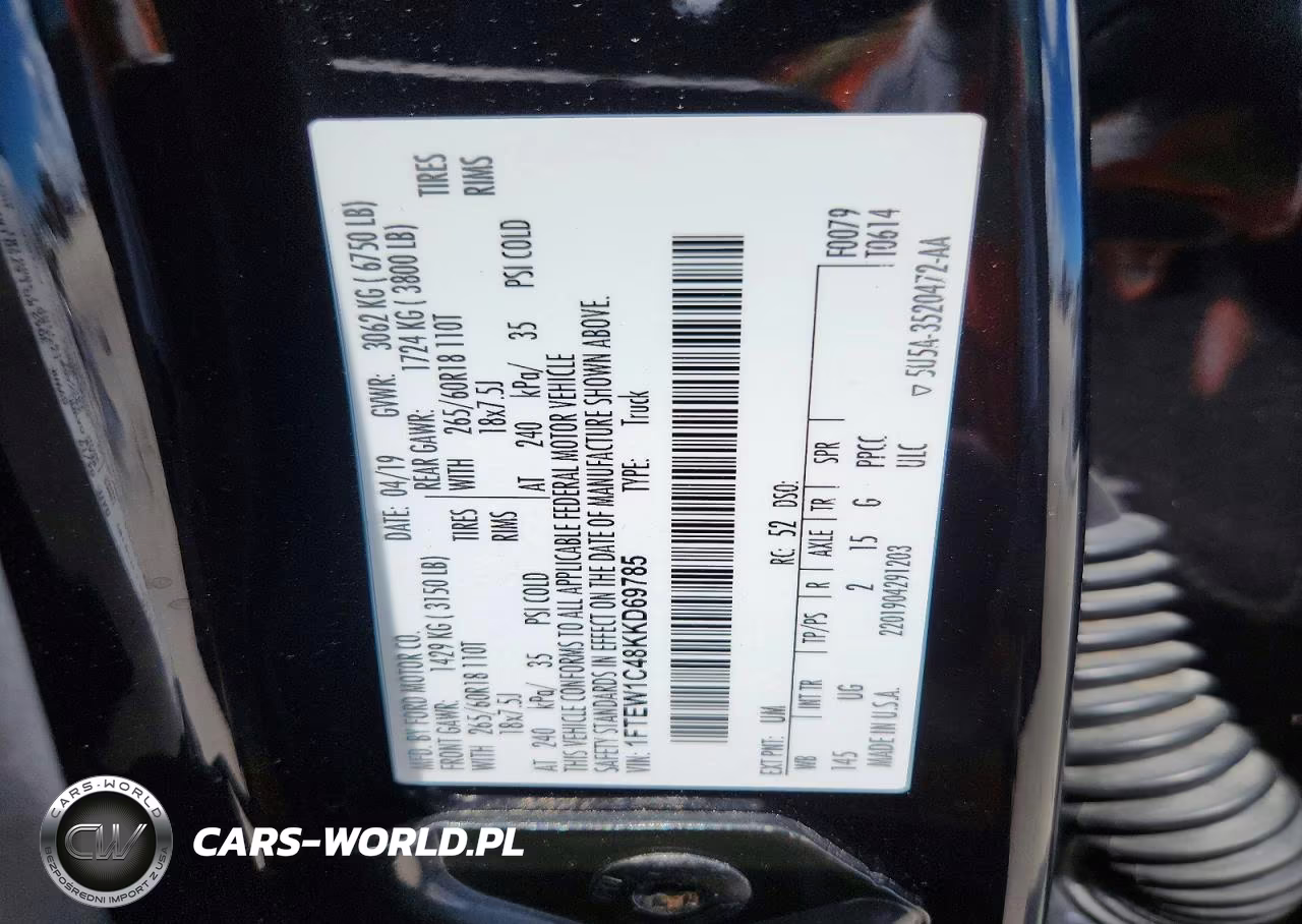 2019 Ford F150 Supercrew VIN:1FTEW1C48KKD69785 - 12