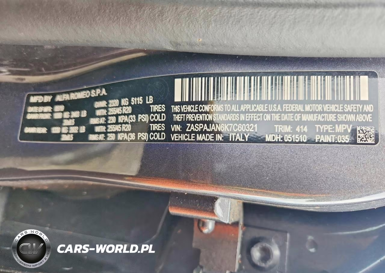 2019 Alfa Romeo Stelvio VIN:ZASPAJAN6K7C60321 - 12