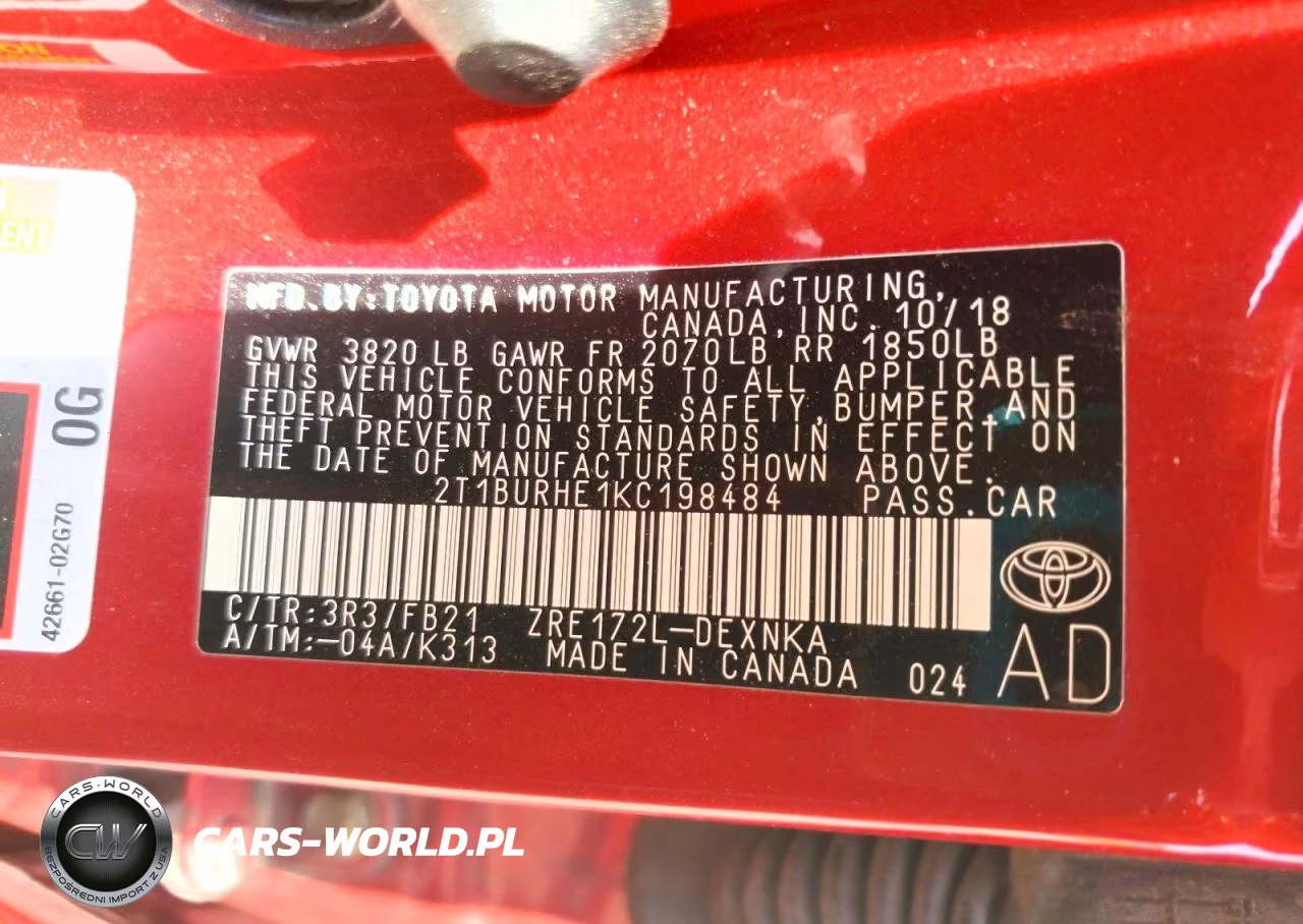 2019 Toyota Corolla Le VIN:2T1BURHE1KC198484 - 12