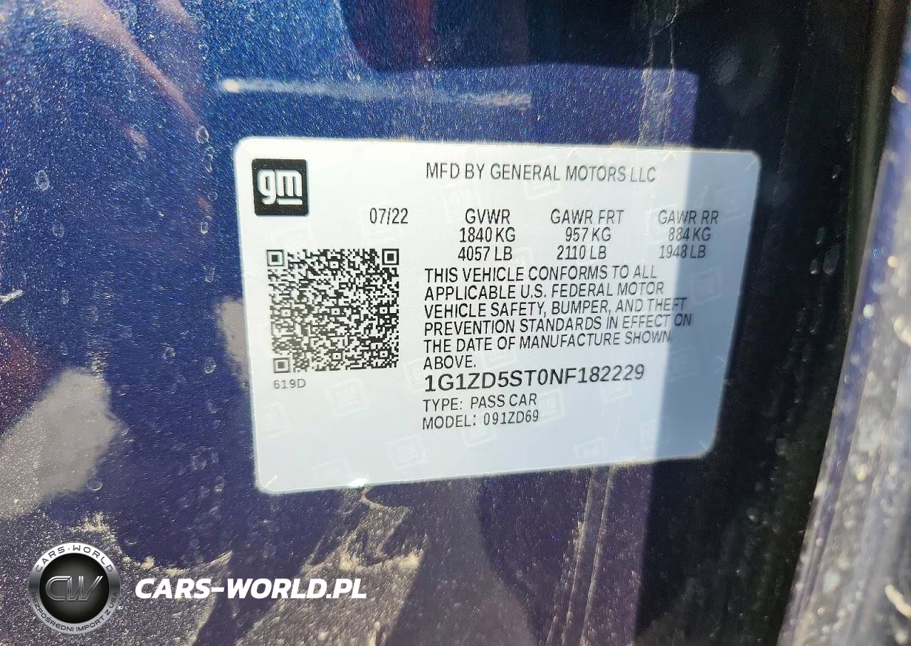 2022 Chevrolet Malibu Lt VIN:1G1ZD5ST0NF182229 - 12