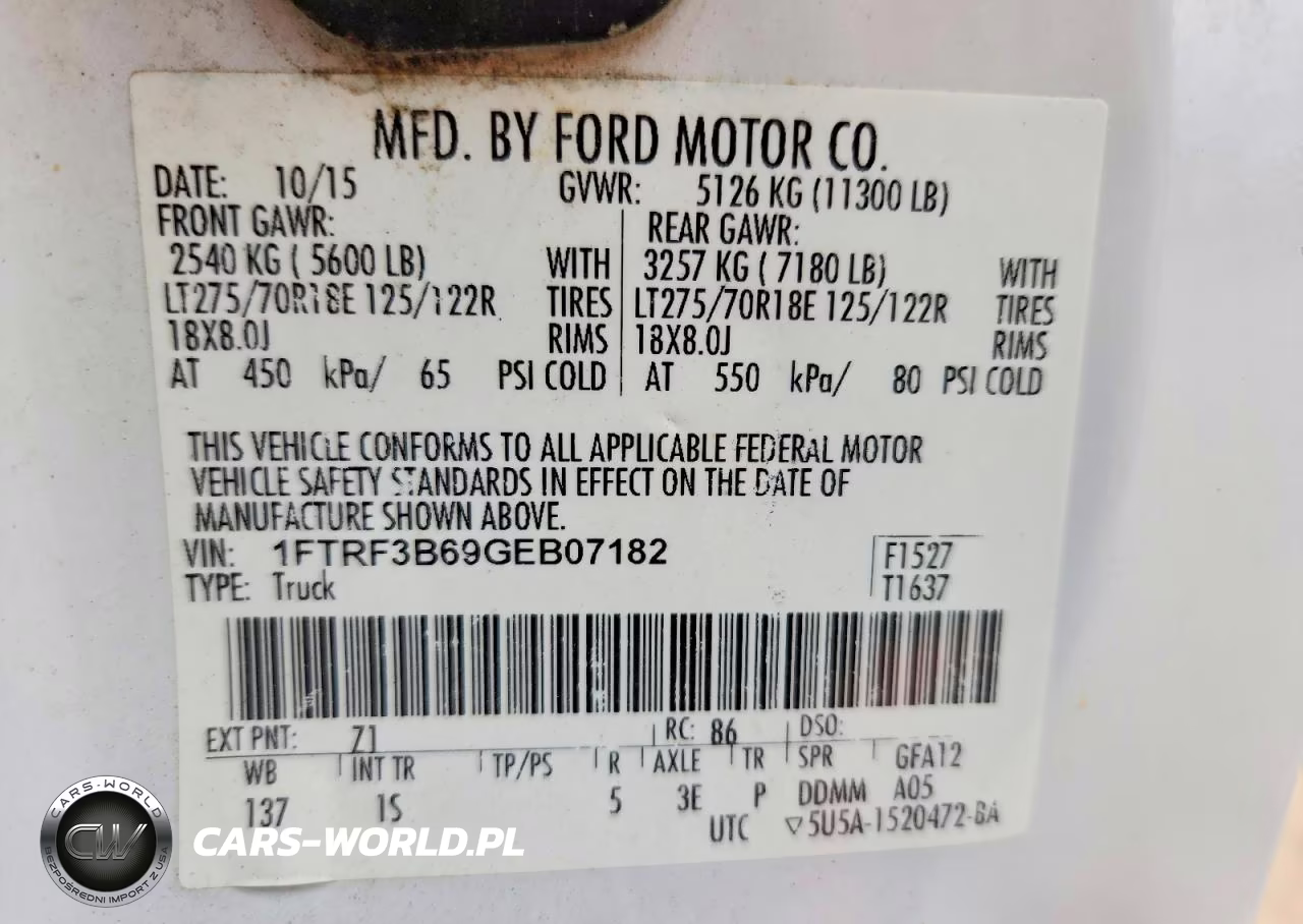 2016 Ford F350 Super Duty VIN:1FTRF3B69GEB07182 - 12