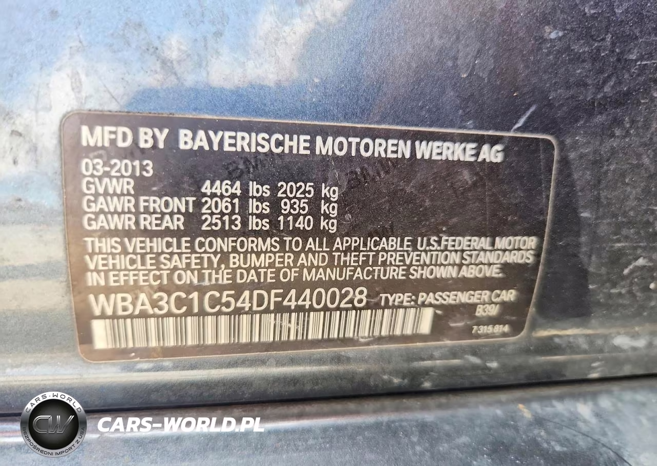 2013 BMW 328 I Sulev VIN:WBA3C1C54DF440028 - 12