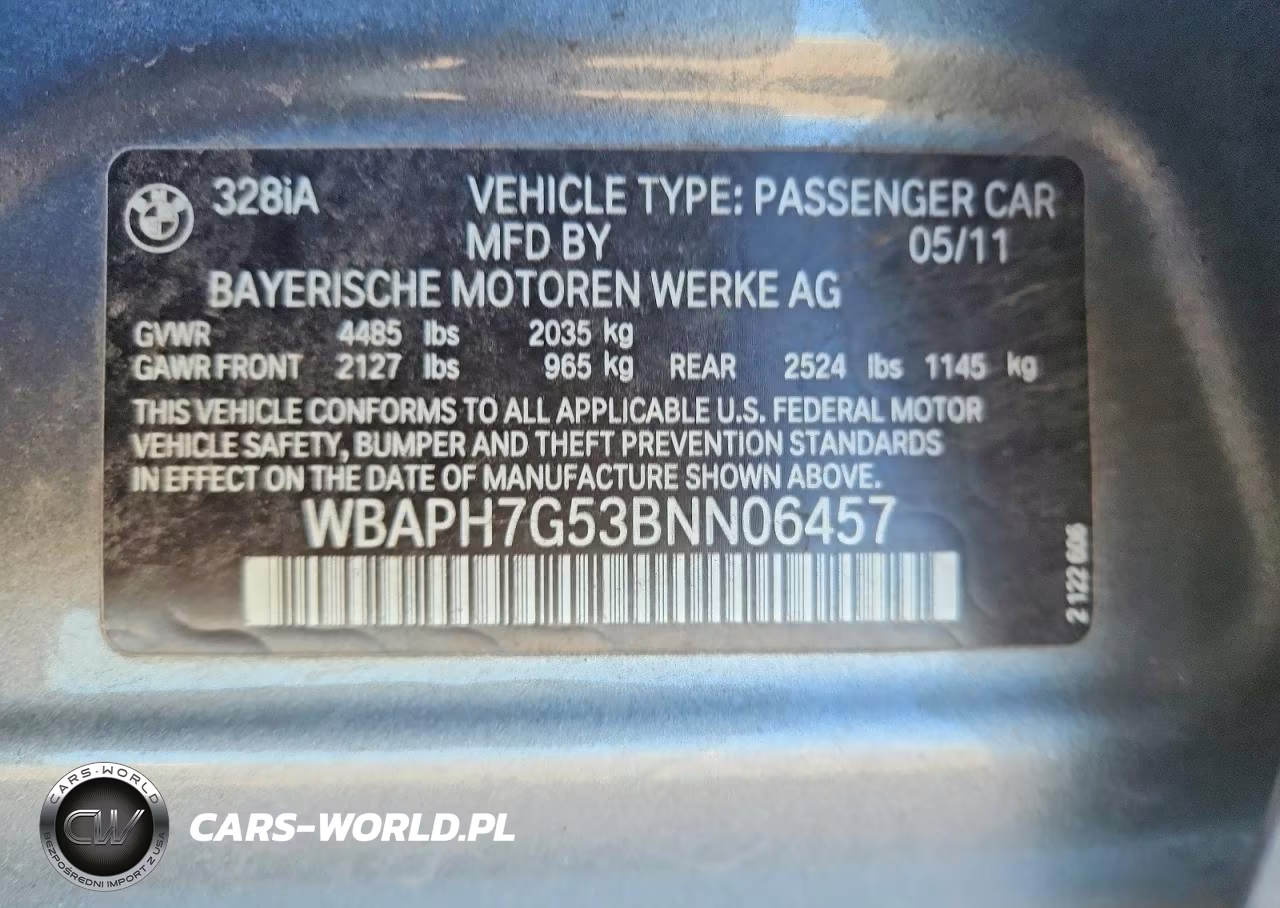 2011 BMW 328 I VIN:WBAPH7G53BNN06457 - 12