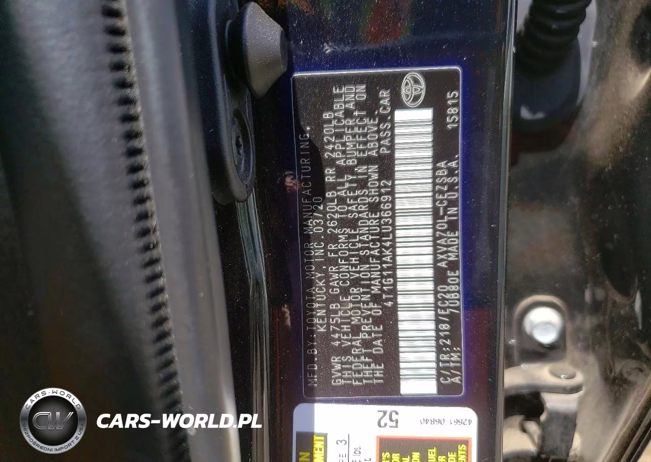 2020 Toyota Camry Se Nightshade VIN:4T1G11AK4LU366912 - 13