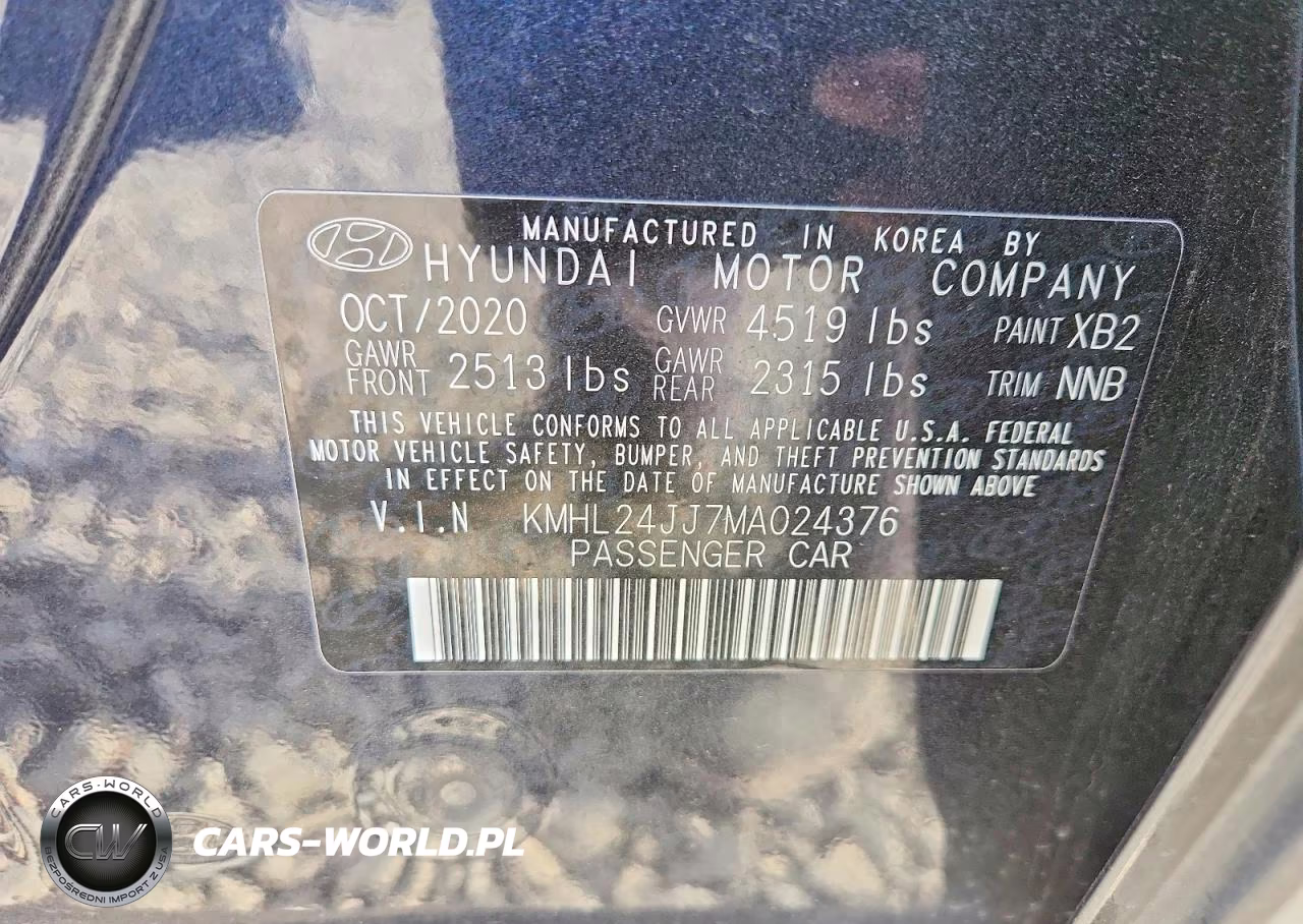 2021 Hyundai Sonata Hybrid Blue VIN:KMHL24JJ7MA024376 - 12