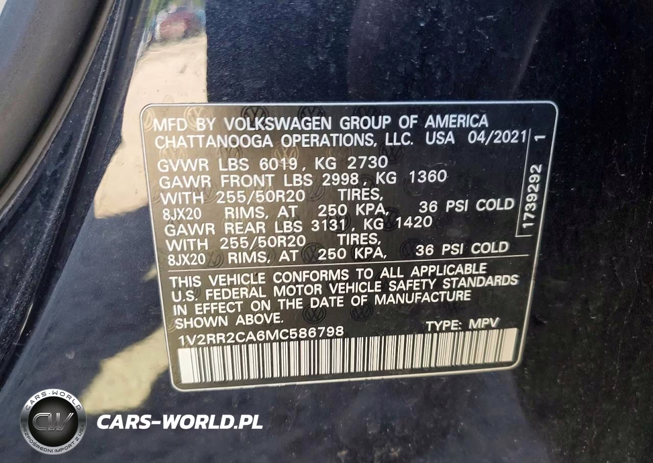 2021 Volkswagen Atlas Se VIN:1V2RR2CA6MC586798 - 14