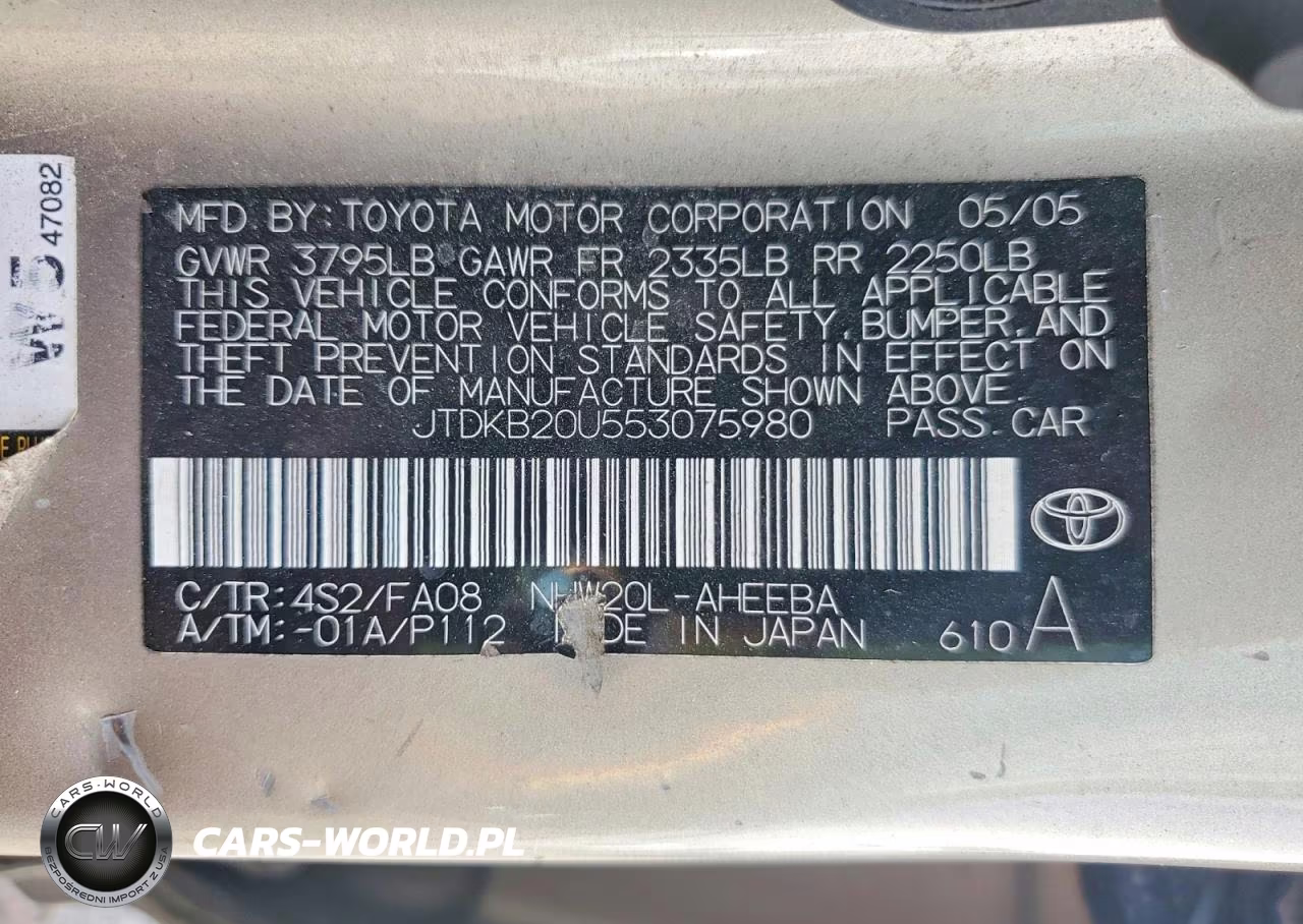 2005 Toyota Prius Base VIN:JTDKB20U553075980 - 12