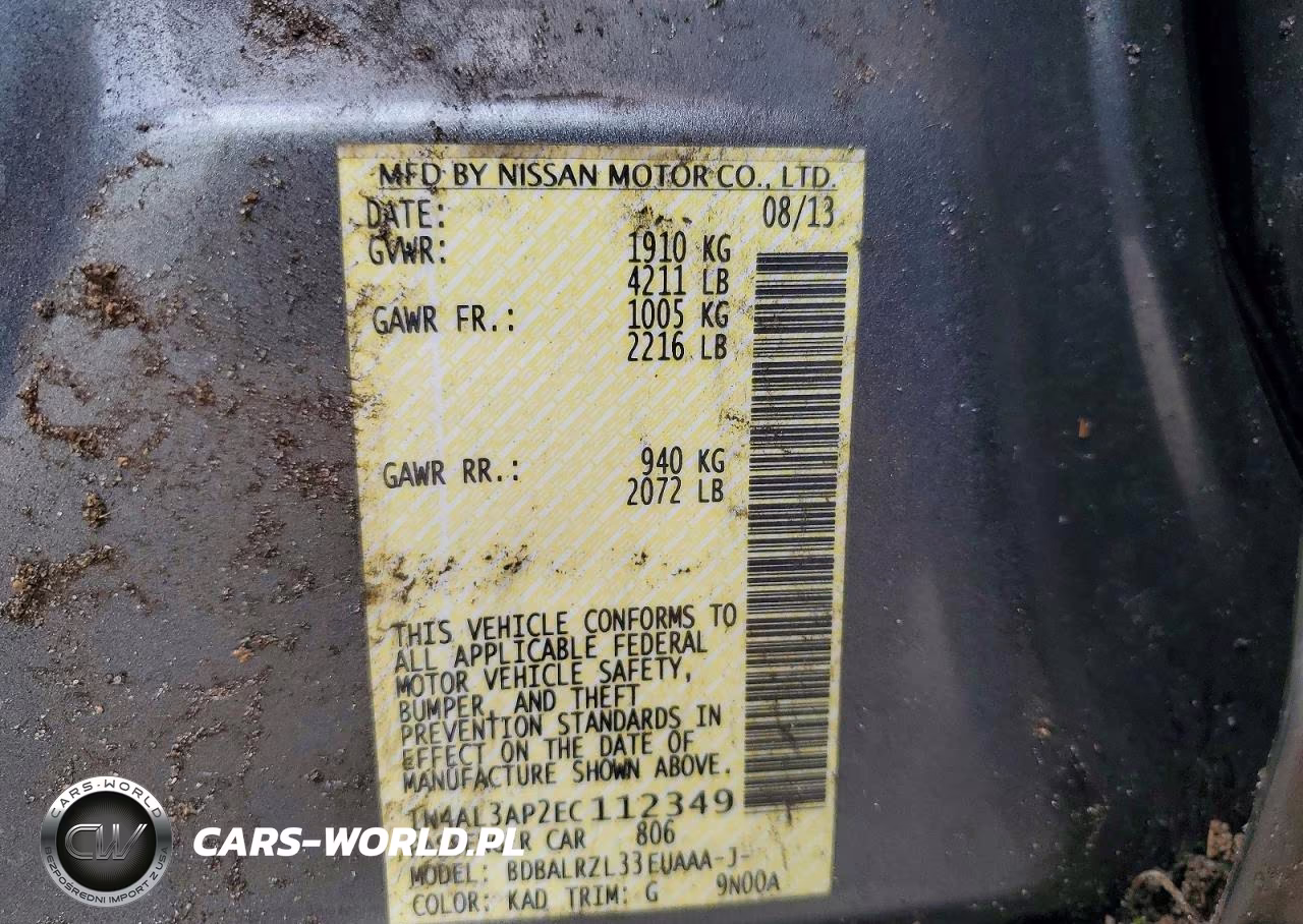 2014 Nissan Altima 2.5 VIN:1N4AL3AP2EC112349 - 12