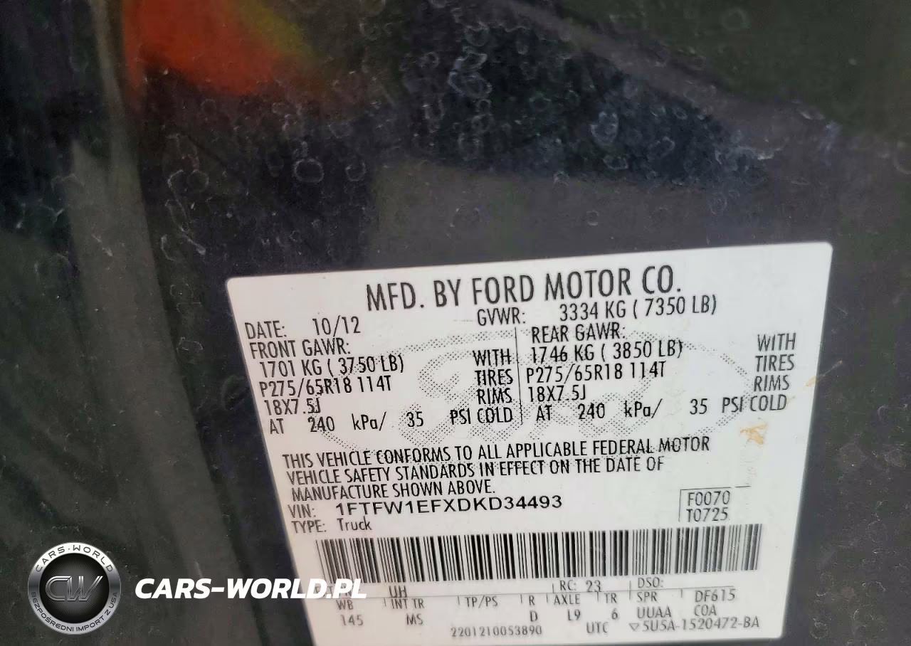 2013 Ford F150 Supercrew VIN:1FTFW1EFXDKD34493 - 12