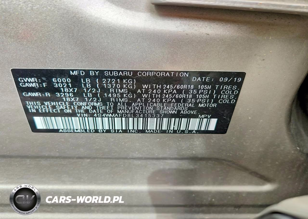 2020 Subaru Ascent Premium VIN:4S4WMAFD8L3415337 - 13