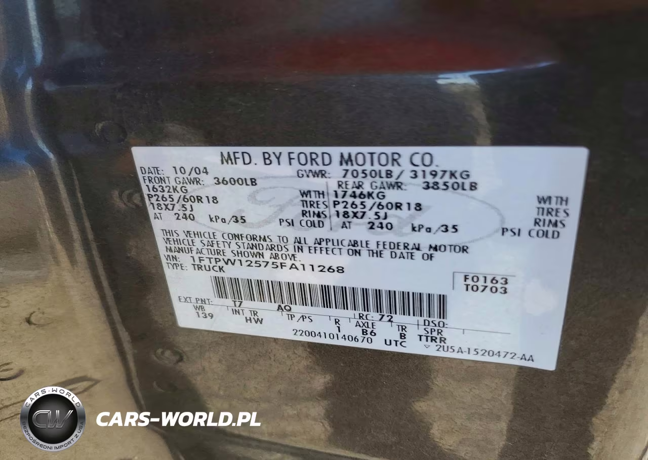 2005 Ford F150 Supercrew VIN:1FTPW12575FA11268 - 12