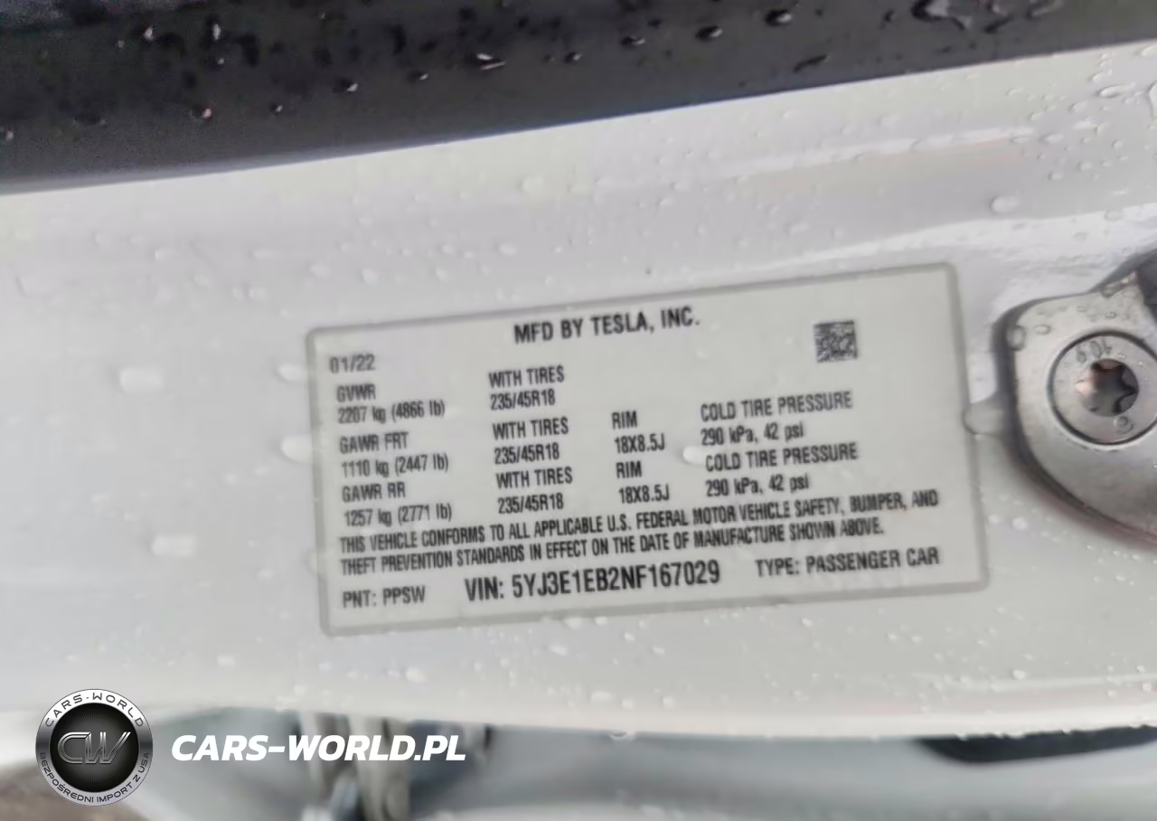 2022 Tesla Model 3 VIN:5YJ3E1EB2NF167029 - 12