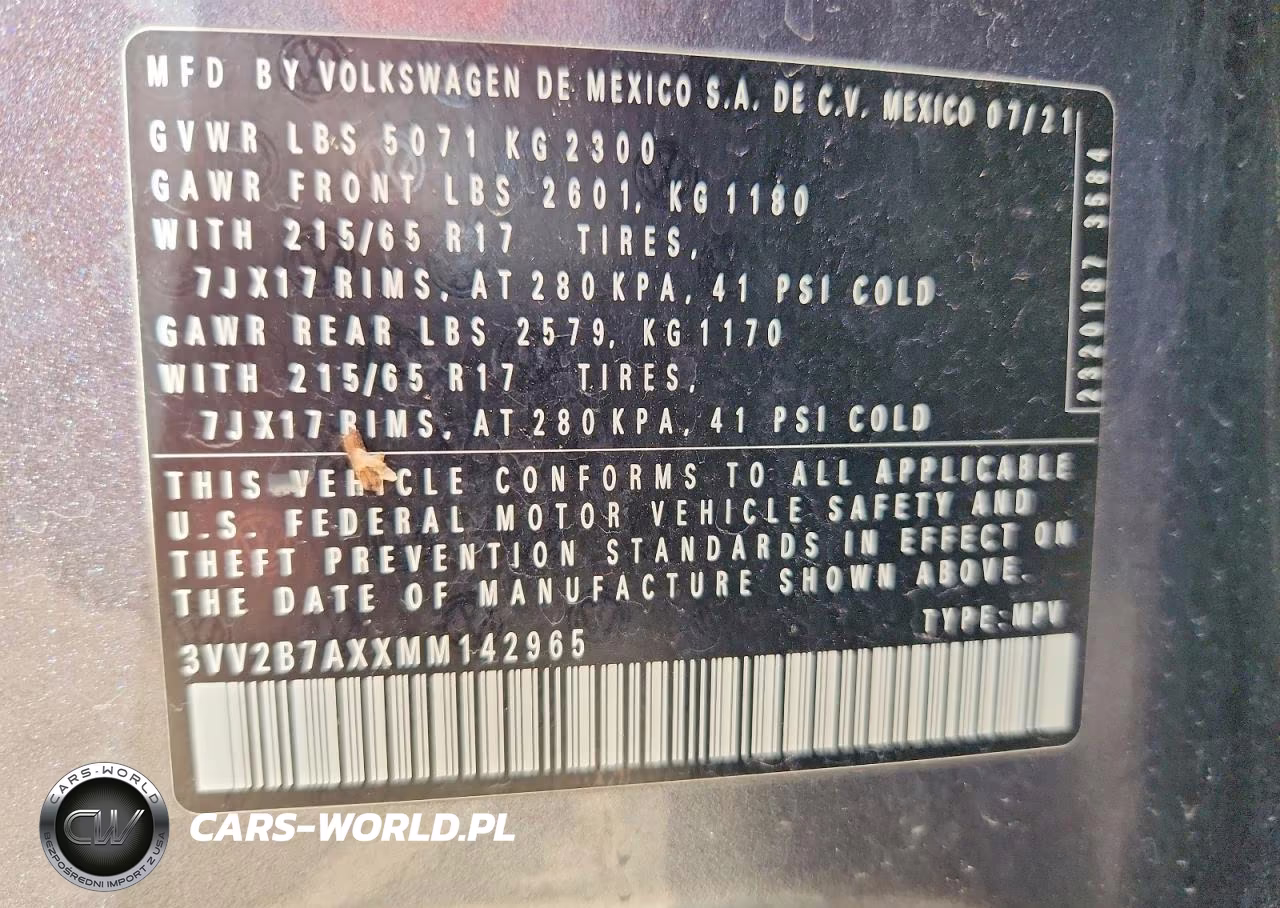 2021 Volkswagen Tiguan Se VIN:3VV2B7AXXMM142965 - 13