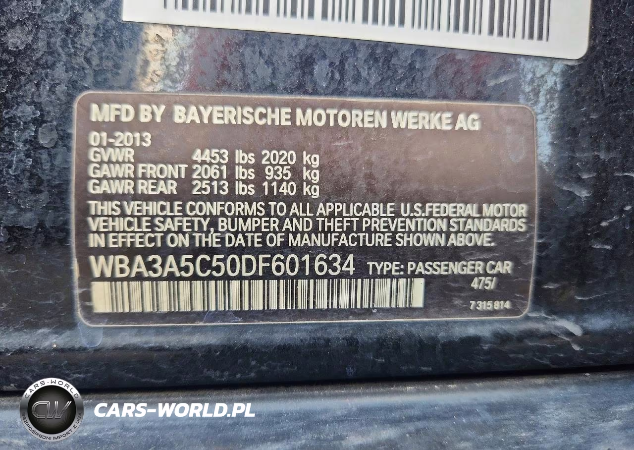 2013 BMW 328 I VIN:WBA3A5C50DF601634 - 12