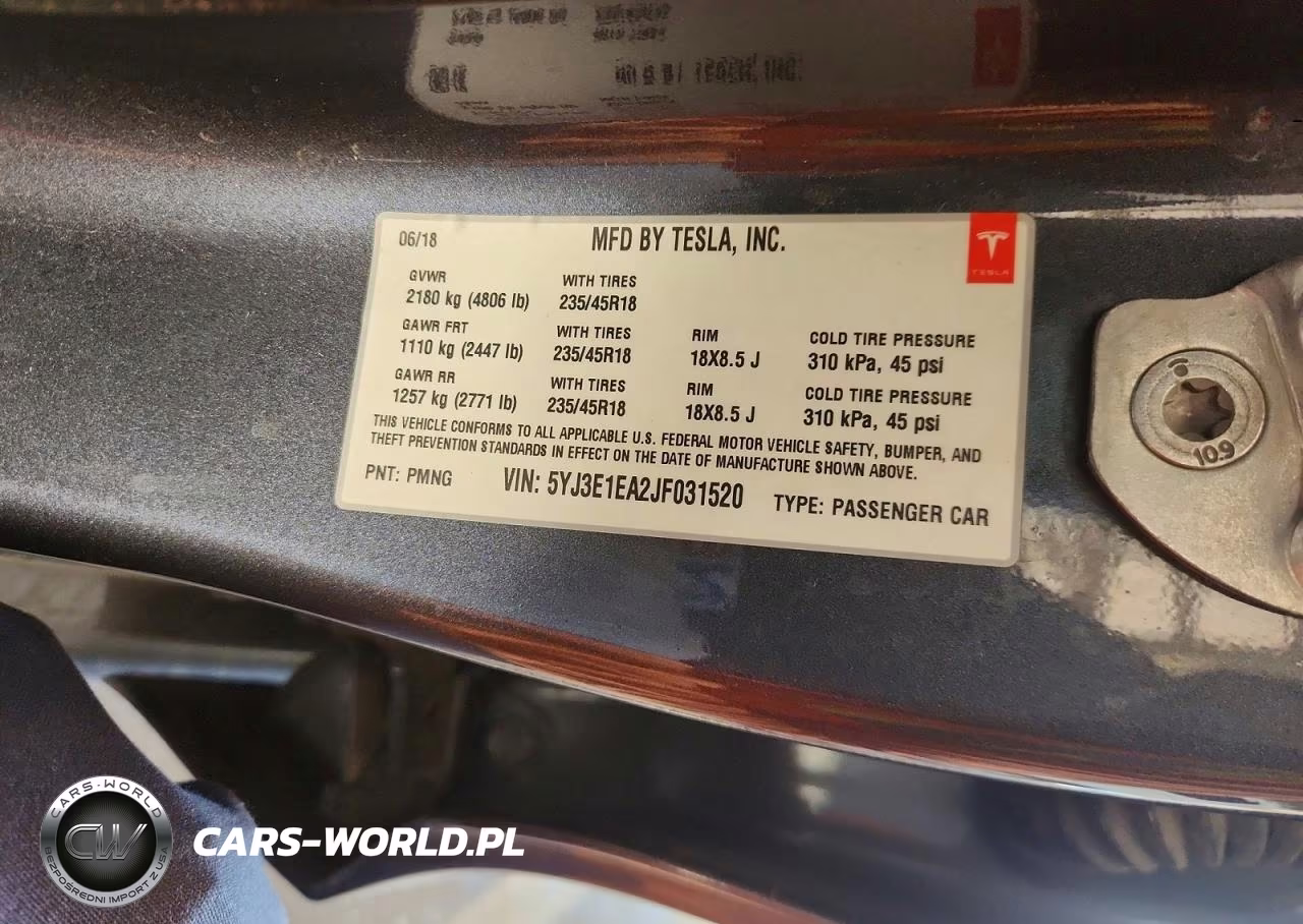 2018 Tesla Model 3 VIN:5YJ3E1EA2JF031520 - 12