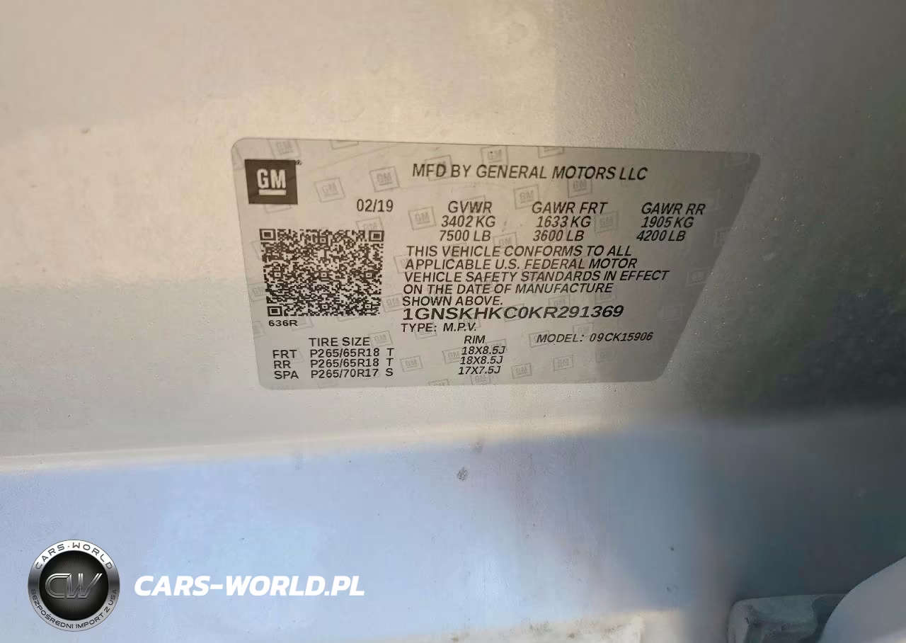 2019 Chevrolet Suburban K1500 Lt VIN:1GNSKHKC0KR291369 - 13