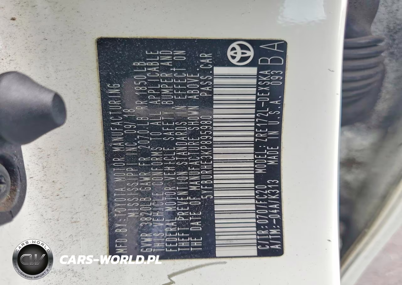 2019 Toyota Corolla Se VIN:5YFBURHE3KP895980 - 12