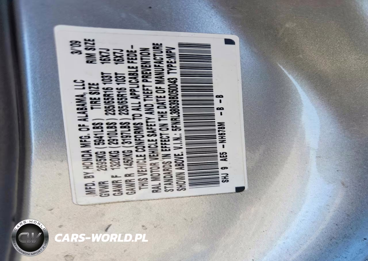 2009 Honda Odyssey Exl VIN:5FNRL38639B050043 - 12