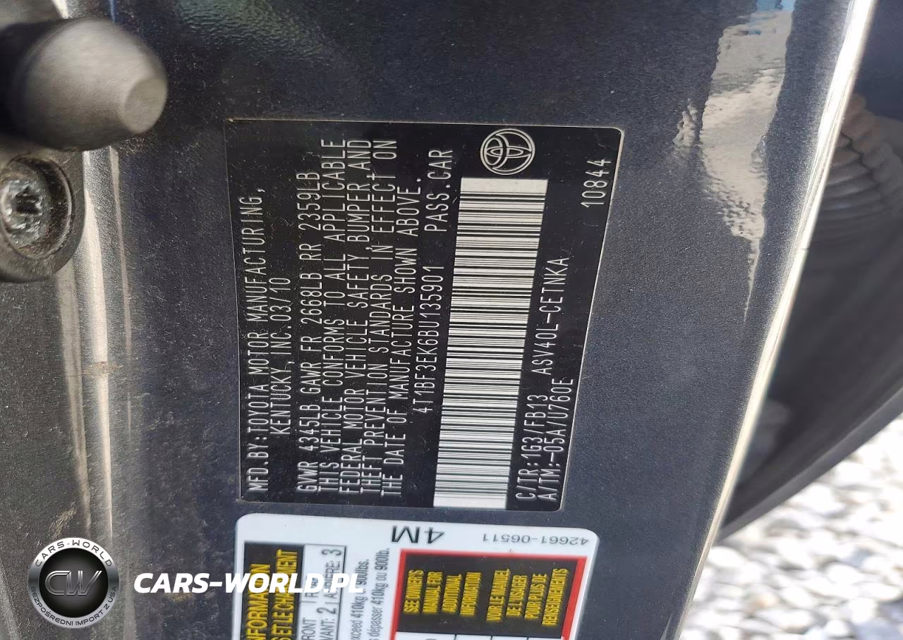 2011 Toyota Camry Le VIN:4T1BF3EK6BU135901 - 12