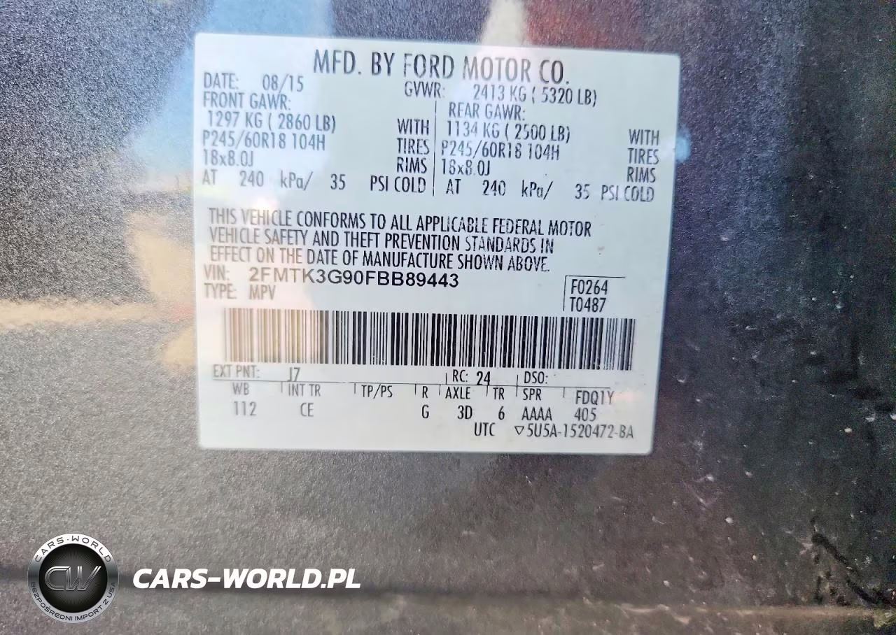 2015 Ford Edge Se VIN:2FMTK3G90FBB89443 - 12