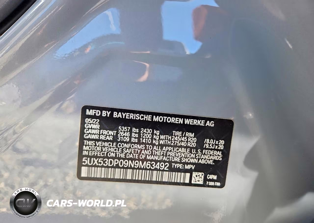 2022 BMW X3 xDrive30I VIN:5UX53DP09N9M63492 - 13