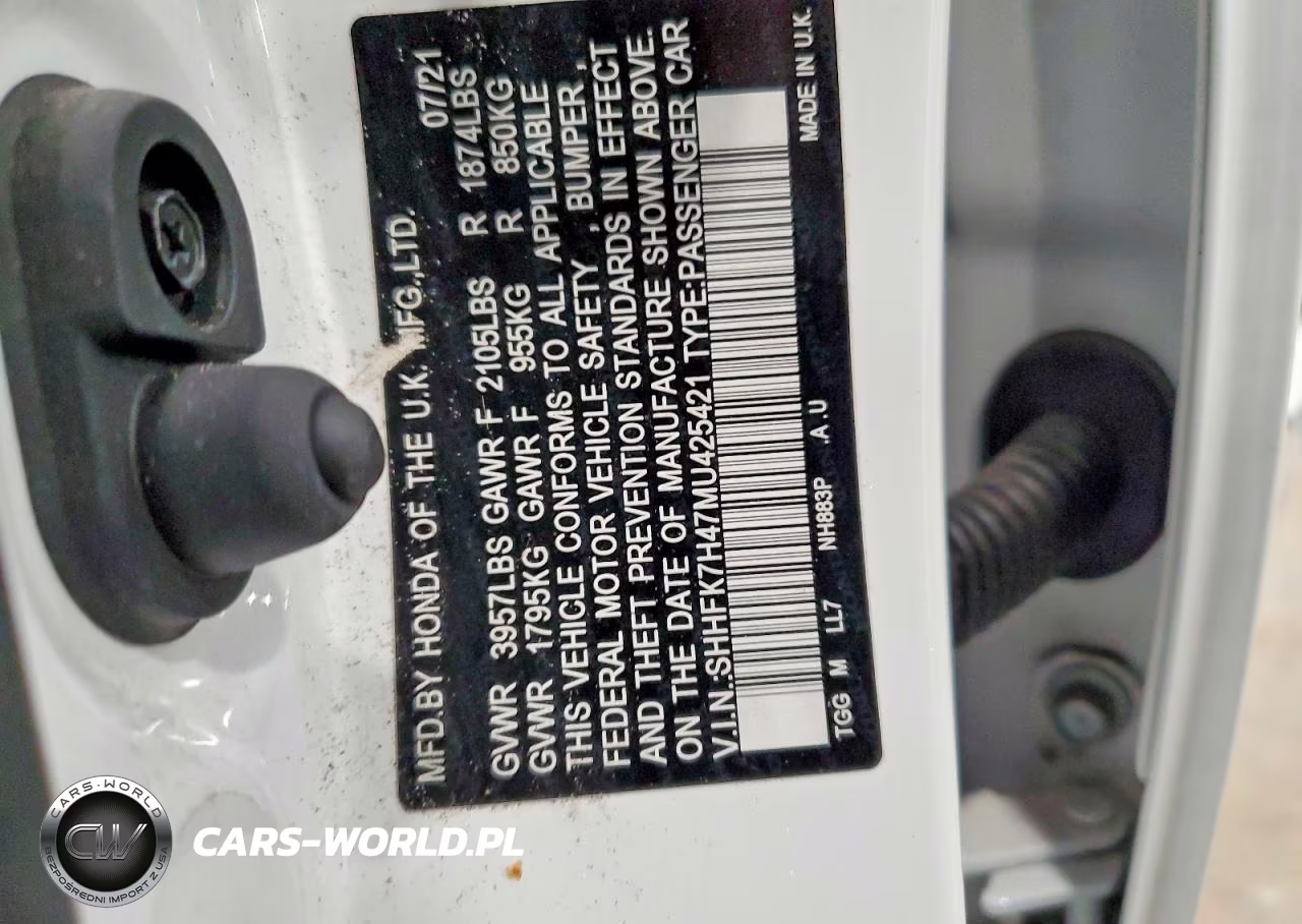 2021 Honda Civic Sport VIN:SHHFK7H47MU425421 - 13
