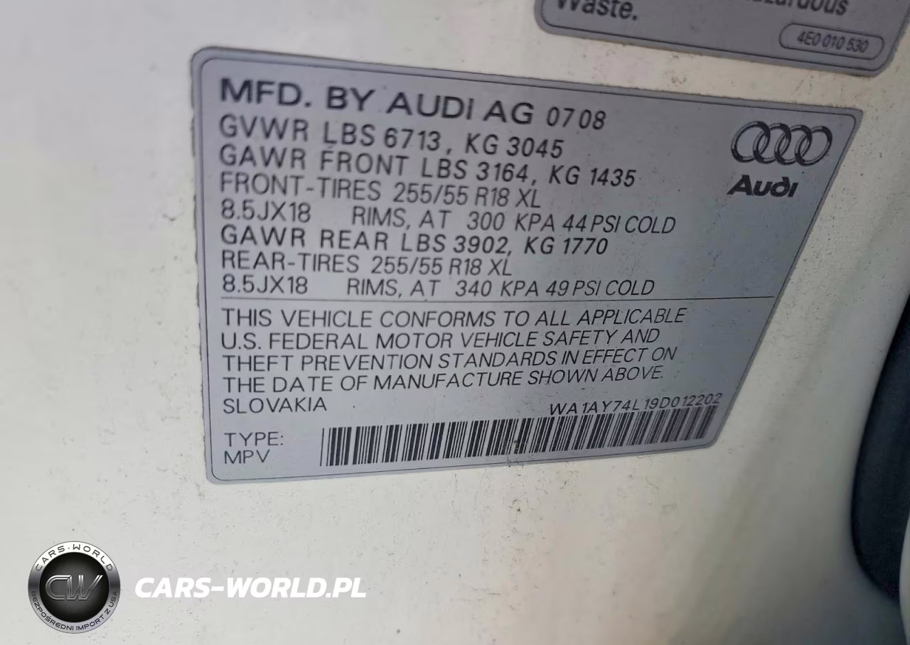 2009 Audi Q7 3.6 Quattro VIN:WA1AY74L19D012202 - 13