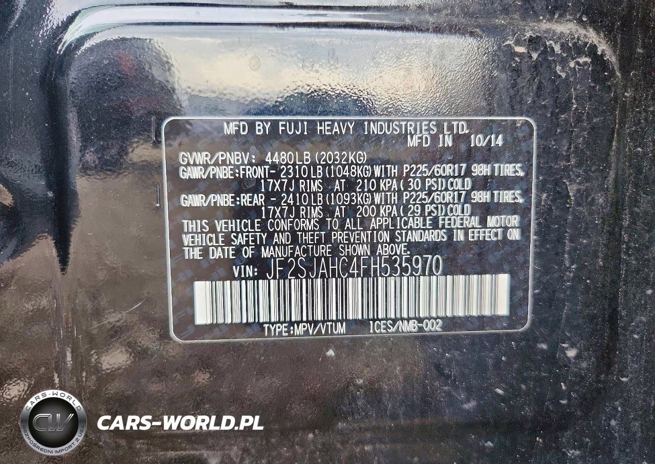 2015 Subaru Forester 2.5I Limited VIN:JF2SJAHC4FH535970 - 13