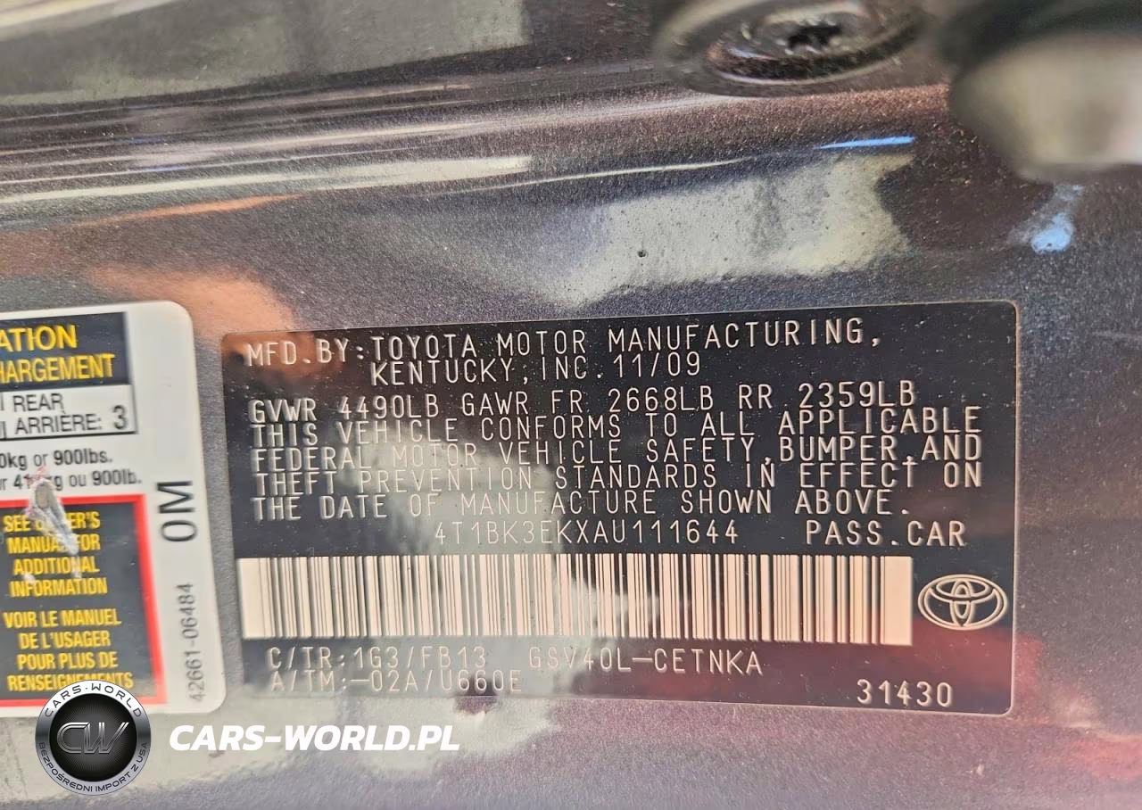 2010 Toyota Camry Le V6 VIN:4T1BK3EKXAU111644 - 12