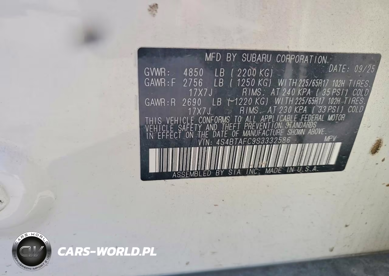 2025 Subaru Outback Premium VIN:4S4BTAFC9S3332586 - 13