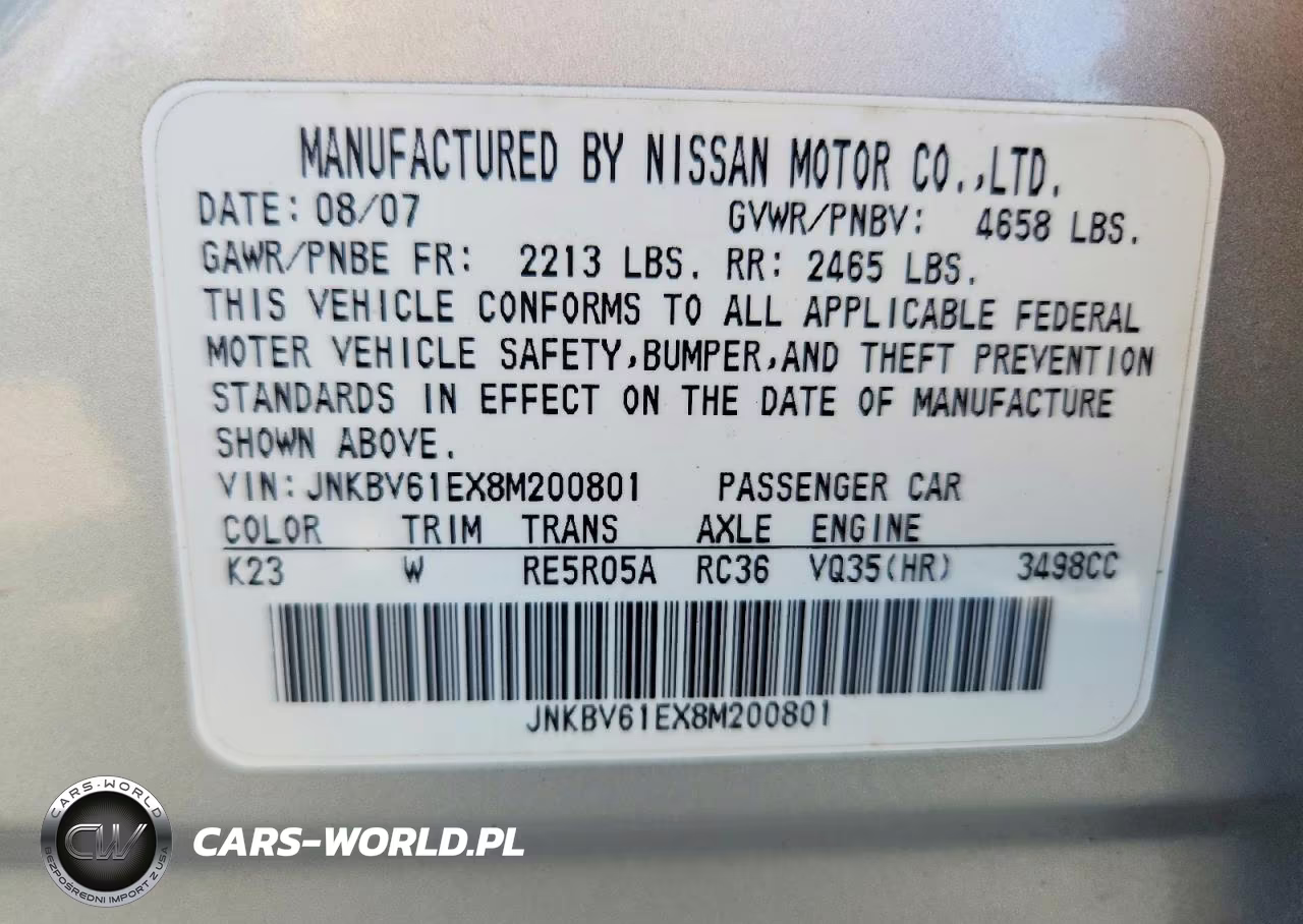 2008 Infiniti G35 Base VIN:JNKBV61EX8M200801 - 12
