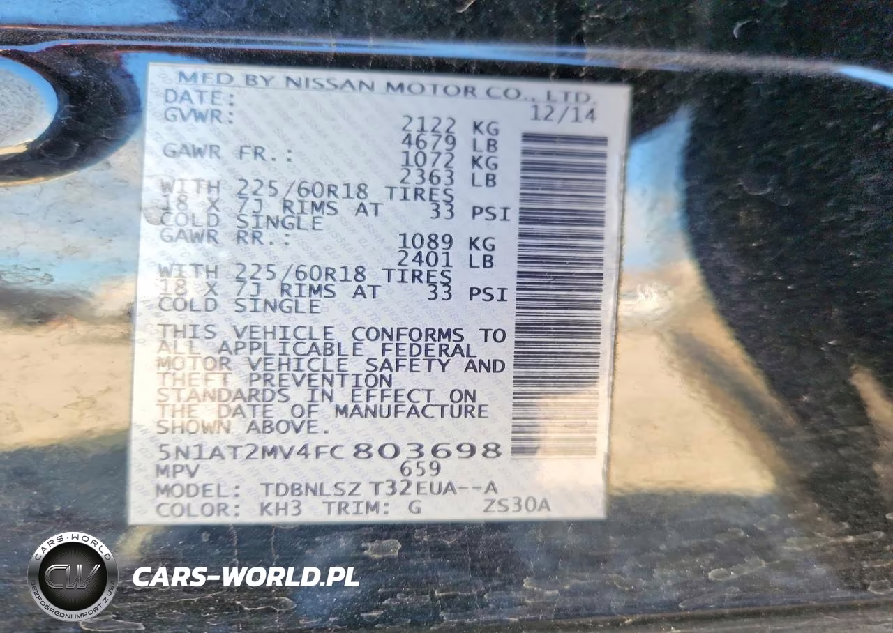 2015 Nissan Rogue Sl VIN:5N1AT2MV4FC803698 - 12