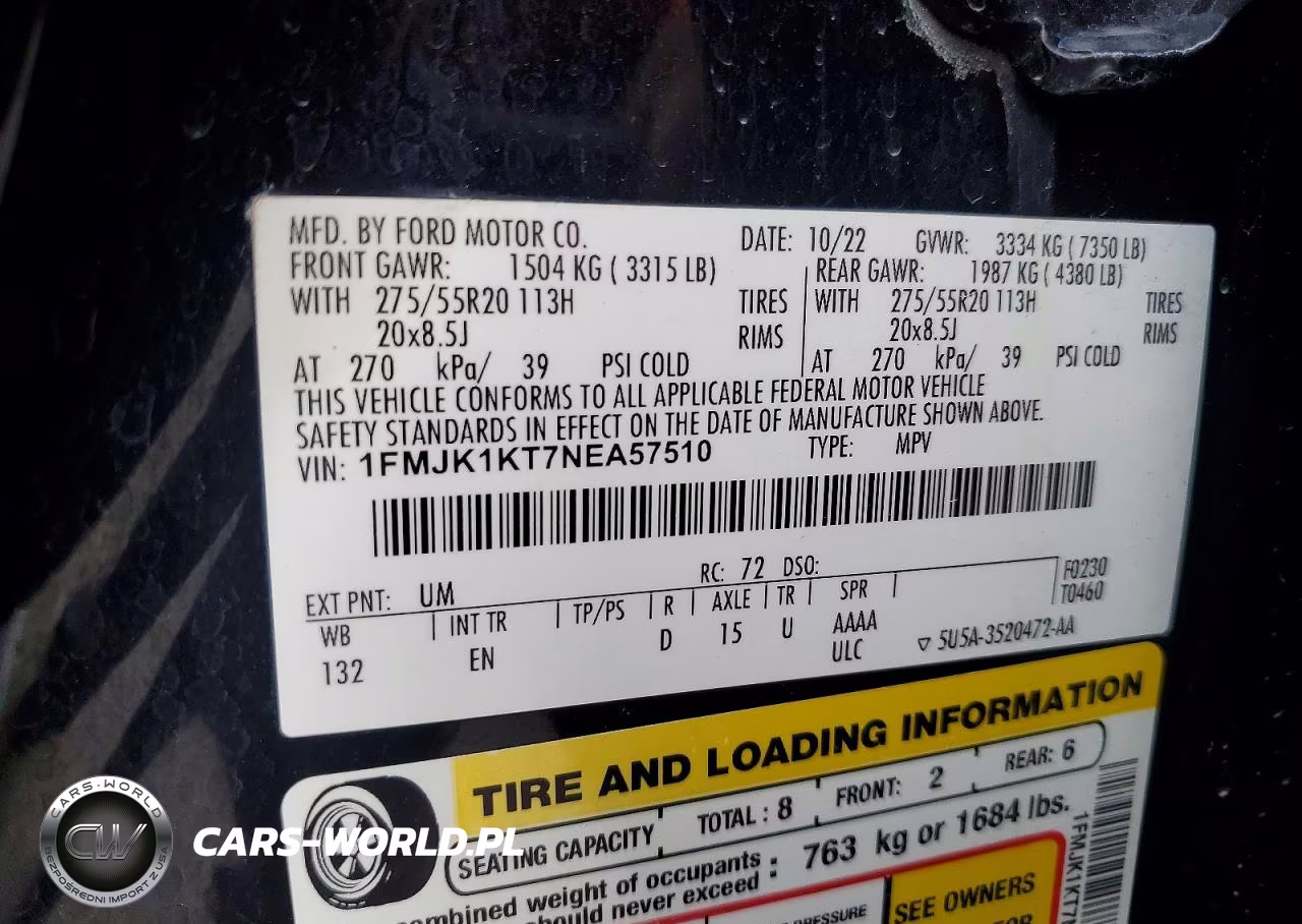 2022 Ford Expedition Max Limited VIN:1FMJK1KT7NEA57510 - 13