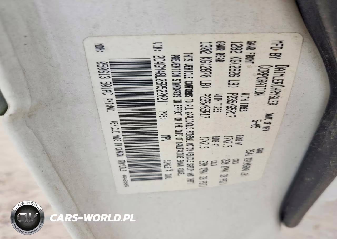 2005 Chrysler Pacifica VIN:2C4GM48L05R522021 - 13